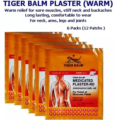 12 Plaster (6 Packs) Tiger Balm Patch Plaster Warm Medicated Pain Relief • $26.98