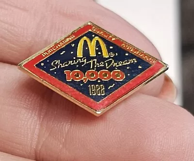 Mcdonalds Sharing The Dream 10000 1988 Employee Pin Lapel Hat Tie TacApron Used • $7.77