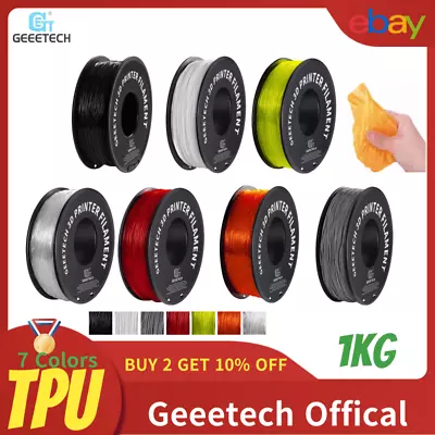 Geeetech Flexible TPU Filament 1.75mm 1kg 1 Roll For 3D Printer Black/Grey/White • $26.99