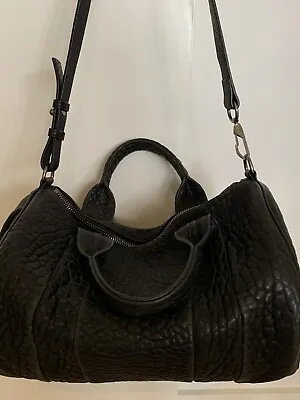 Alexander Wang As New Lambskin Pebbled Leather Rocco Bag - Large - Matte Black • $420