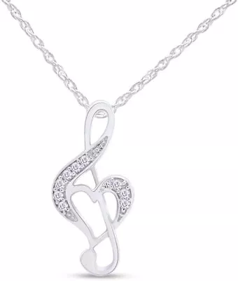 1/10ct Lab Created Moissanite Music Note Heart Pendant Necklace Sterling Silver • $53.99