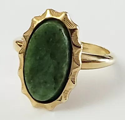 Vintage Sarah Coventry 1/20 12K GF Gold Filled Ring 5 1/4 Green Connemara Marble • $32.99