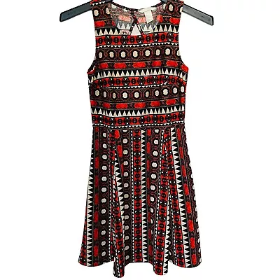 H&M  Dress Womens Small Open Back Sleeveless Aztec Fit & Flare Brown Orange • $12.95