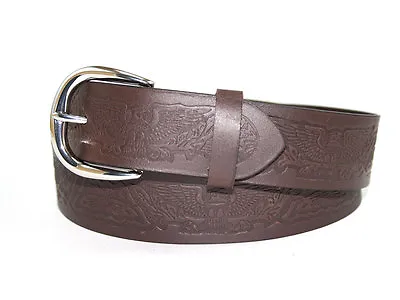 Brown Cowhide 100% Leather Belt  Snap Button Buckle Waistband  • $18.99