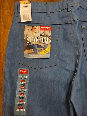 New Wrangler Hero Stretch Waist Jeans 38x29 Flex Fit Regular Seat Blue Denim • $18