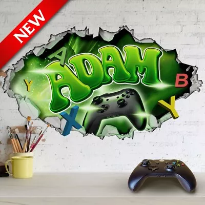 Personalised Large Gamer Wall Art Sticker For Bedroom Playroom & Games Room • £32.50