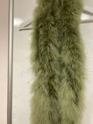 £55 • Buy Vintage Ostrich? Feather Long Silk Scarf Boa Green Harry Styles 1920 Style