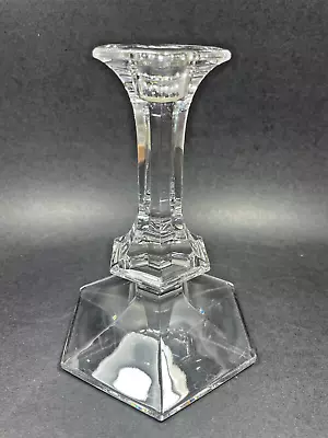 Vtg Val St. Lambert Clear Crystal 6.75 In Dinner Taper Candle Stick Holder • $25