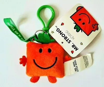 MR STRONG 9 Cm Plush Soft Square Orange Smiley  Keyring  • £3.95