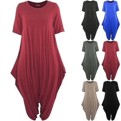 £10.49 • Buy Plus Size Ladies Womens Italian Drape 3/4 Sleeve Baggy Harem Playsuit Jumpsuit