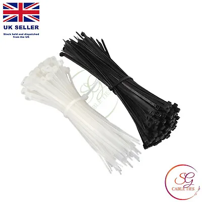 £3.59 • Buy Cable Ties Black Natural Nylon Plastic Zip Tie Wraps Short Long Each Size 