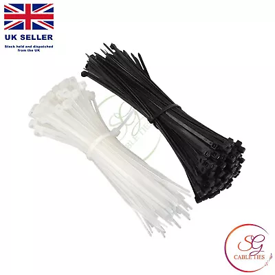 Cable Ties Black Natural Nylon Plastic Zip Tie Wraps Short Long Each Size  • £2.19