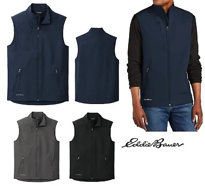 Eddie Bauer Men's Fleece Lined Soft Shell Vest Waterproof Zip Pockets. Xs-4xl • $69.98