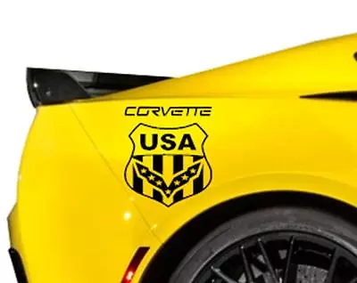 USA FLAG SHIELD 8 X9  Vinyl Decals (Fits Chevy Corvette C1 C2 C3 C4 C5 C6 C7 C8) • $29.95