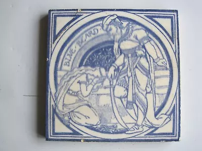 ANTIQUE VICTORIAN MINTON'S / MOYR SMITH - FAIRY TALE TILE - BLUE BEARD C1873-4 • £20