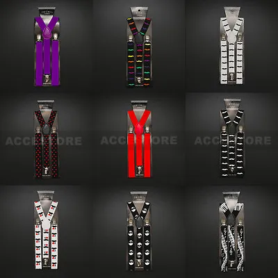 Mens Womens Fashion Clip-on Suspenders Elastic Y-Shape Adjustable Braces Colors • $6.49