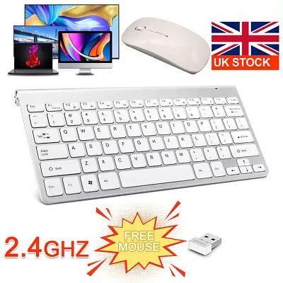 2.4G Cordless Wireless Keyboard And Mouse Set For PC MAC Laptop Tablet UltraSlim • £14.53