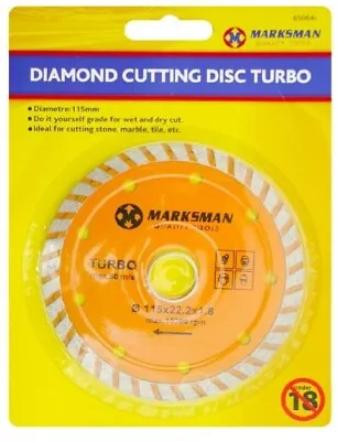 Diamond Cutting Disk 115mm 4.5 Inch Turbo Stone Marble Tile Angle Grinder 65064c • £3.89