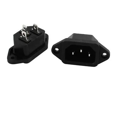 2Pcs AC250V 10A Male 3 Terminals Panel Mount C14 Power Plug Adapter Connector • $6.65