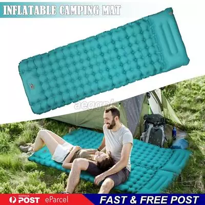 Inflatable Camping Mat Ultralight Sleeping Pad Single Mattress W/ Pillow Outdoor • $41.88