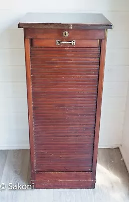 Vintage Tambour Fronted Filing Cabinet 1920 • £245