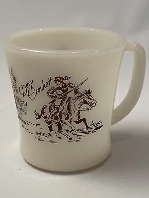 Vintage Davy Crockett Western Fire King White Milk Glass Coffee Mug Cup Brown • $9.98