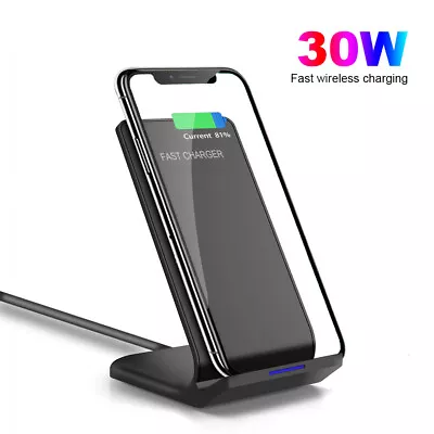30W Fast Wireless Charger Dock Charging Station For Samsung Apple IPhone 14 13 • £12.97