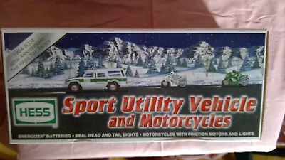 2004 40th ANNIVERSARY HESS SPORT UTILITY VEHICLE  W/2 MOTORCYCLES MINT W/BOX • $40