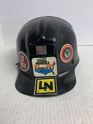 Vintage Black Coal Miner’s Hard Hat With Stickers • $50