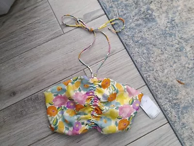 £2.45 • Buy BNWT Ladies Zara Top Size Small 8 10 Bandeau Crop Yellow Sage Pink Halter Strap 