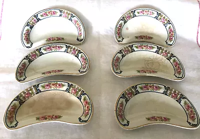 W.H. Grindley England Crescent Bone Dishes Roses W/ Gold Accents 6  • $14