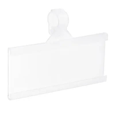 Label Holder With Clip 76x35mm Clear Plastic For Wire Shelf 25pcs • £12.94