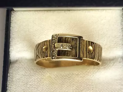 Antique 18ct Gold Diamond Buckle Ring  Size X.1/2 5.45 Grams Birmingham 1924 • $277.85