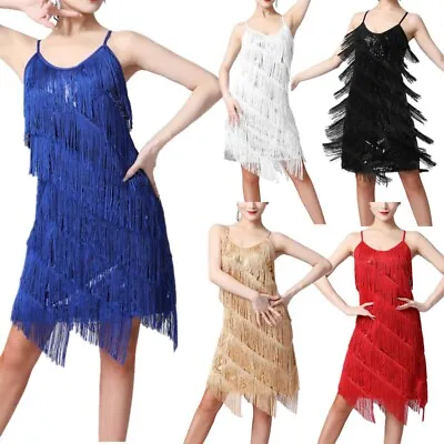 Women's Sleeveless Dress 1920s Vintage Fringed Flapper Dress Latin Dance Dress • $25.10