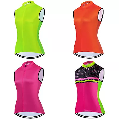 Ladies Sleeveless Cycling Jersey Women's Bicycle Cycling Vest Green Pink Orange • $32.99