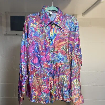 Gianni Versace Silk Rainbow Tie Dye Shirt Vintage RARE 54 • $375