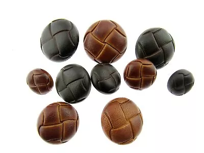 Leather Look Coat Buttons -Sprayed - Tan & Brown - 5 Sizes - CN70 • £4.39