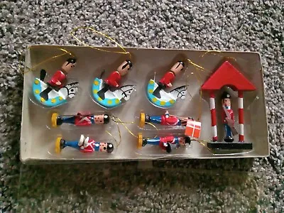  Vintage Miniature Toy Soldiers Wooden Painted Christmas Ornaments Set Of 8 • $13