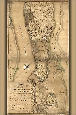 Poster Many Sizes; Map New York Island Manhattan Ft Washington 1776 • $24.03