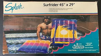 Vintage 80's Pool Air Mattress 45x29 Pool Float Striped Retro MultiColor NEW!!! • $56.24