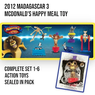 2012 McDonalds MADAGASCAR 3 Animal Figures Toy Happy Meal COMPLETE SET 1-6 VTG • $19.99