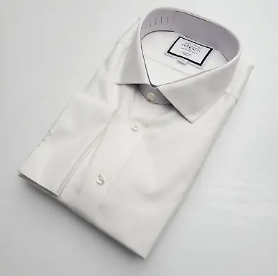 Charles Tyrwhitt White 18  Classic Fit Shirt Non Iron French Cuff 37  Sleeve • £24.95
