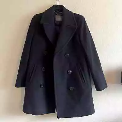 J. Crew Stadium Cloth By Nello Gori Navy Blue Wool Peacoat Double Breasted • $70