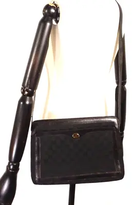 Vintage GUCCI Black Rectangular GG Monogram Crossbody Bag Purse • $135
