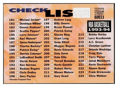 E641 Checklist 1993-94 Topps Stadium Club 1st Day Issue #359 Michael Jordan Sp • $34.99