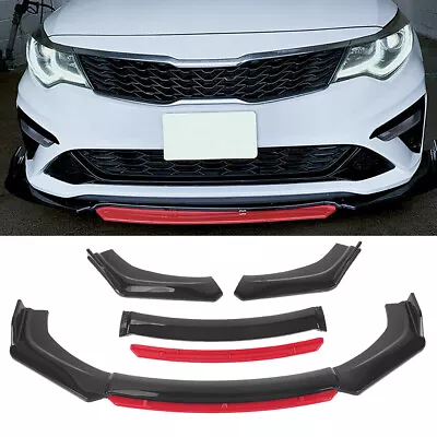 $40.15 • Buy For VW Jetta MK6 Glossy Black Red Front Bumper Lip Splitter Spoiler Body Kit 4PC