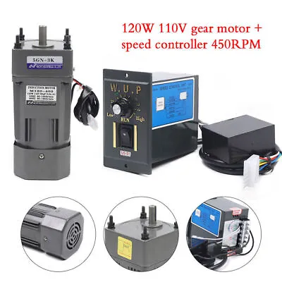 Electric Gear Motor W/Variable Speed Reducer Controller 1:3 450RPM Reversible • $99.75