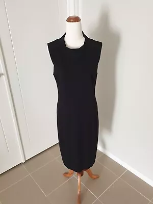 CARLA ZAMPATTI | Black Long Sleeveless Shift Dress Cowl Neck - Size 10 • $69