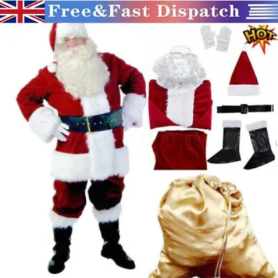 £18.99 • Buy Santa Claus Costume Father Outfit Christmas Flannel Suit Mens Adult Fancy Dress