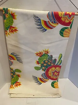 Vtg 50s Cotton Era Tablecloth Mexican Southwest Cactus 51x55 • $40